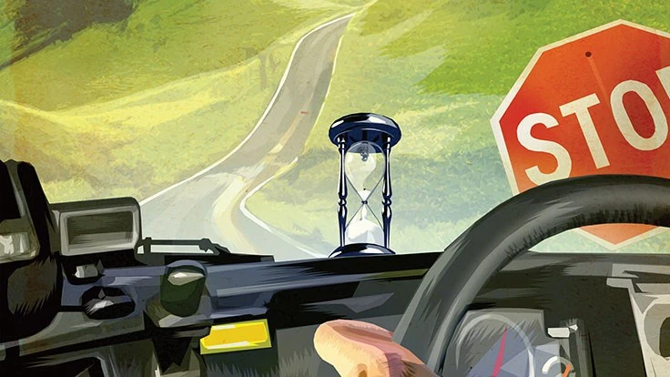 A graphic of a view out of a truck windshield