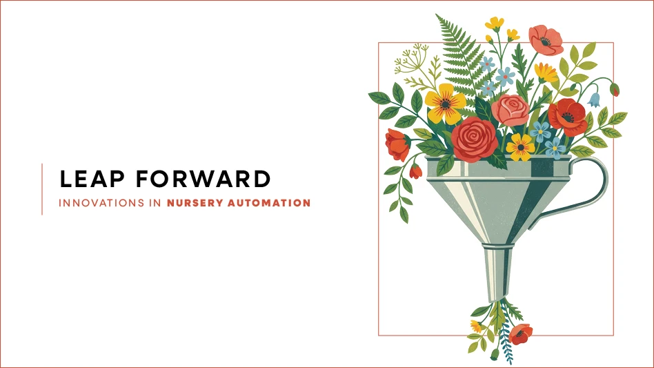 A graphic of colorful flowers growing out of a funnel. To the left is says "Leap Forward" in all caps.